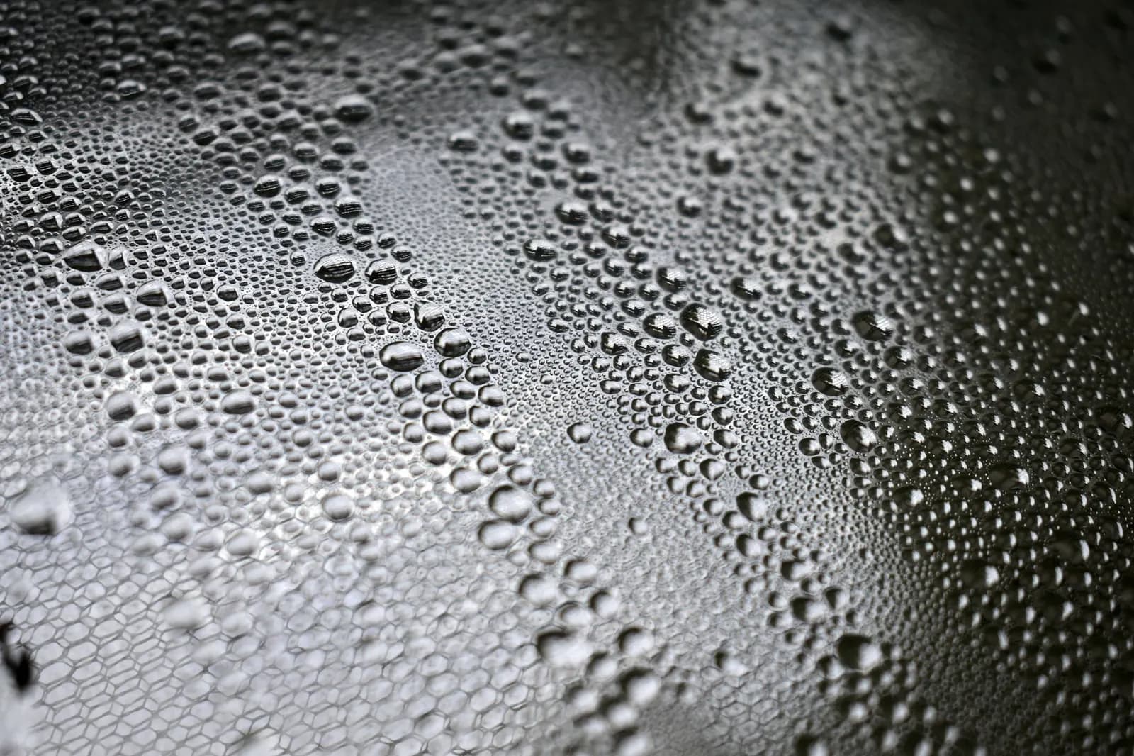 Waterdruppels parelen van gecoate lak